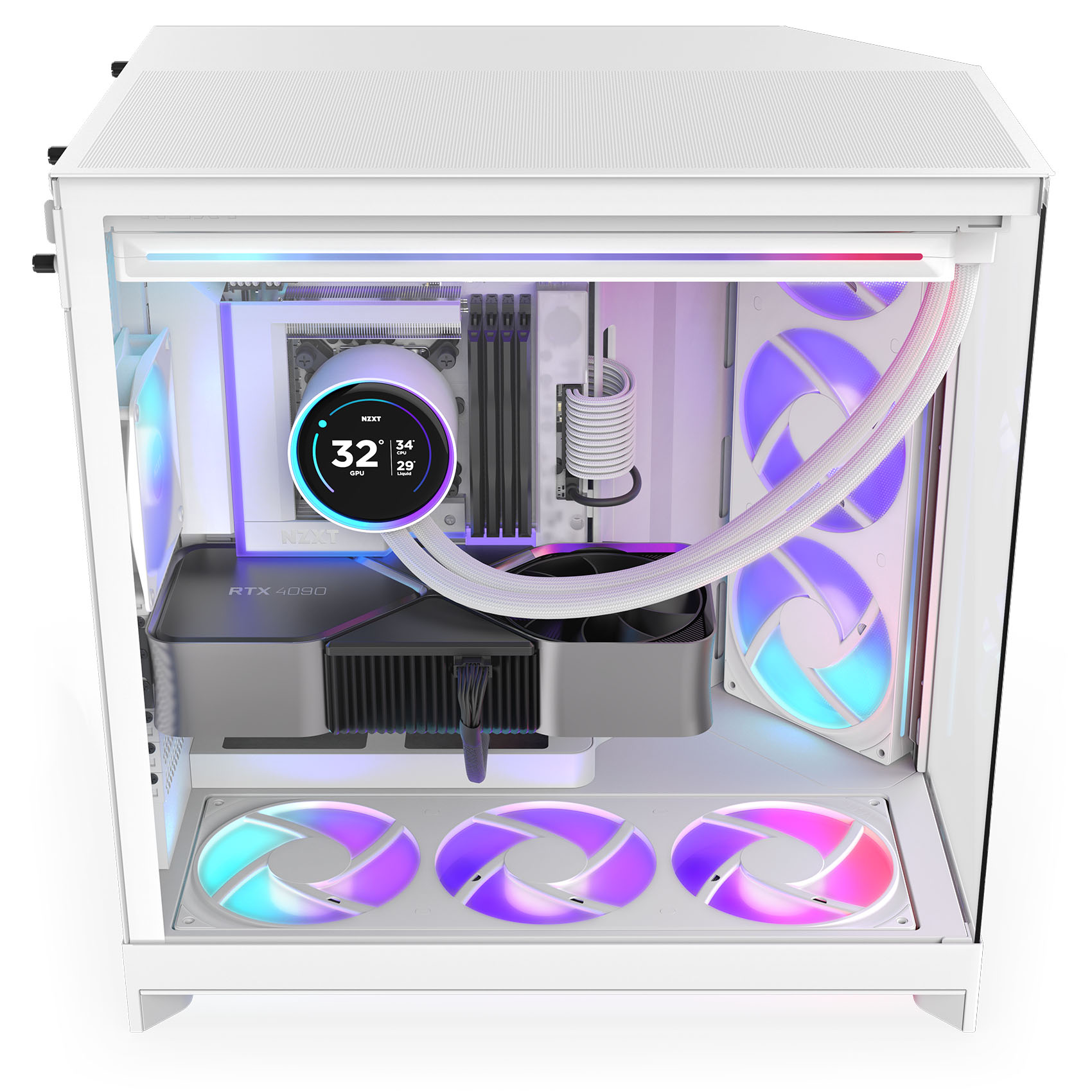 NZXT - Caixa E-ATX NZXT H9 Flow RGB+ Branca (2025) Vidro Temperado