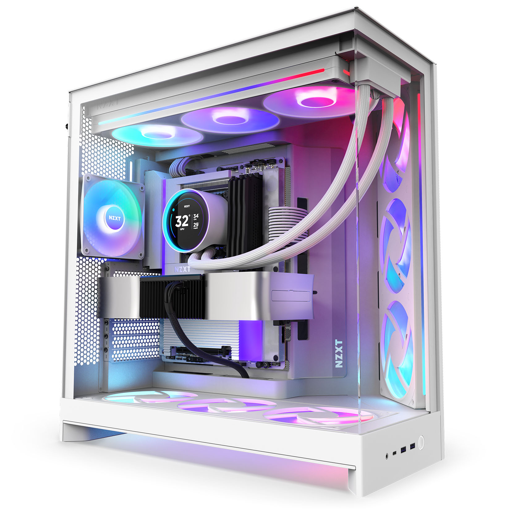 NZXT - Caixa E-ATX NZXT H9 Flow RGB+ Branca (2025) Vidro Temperado