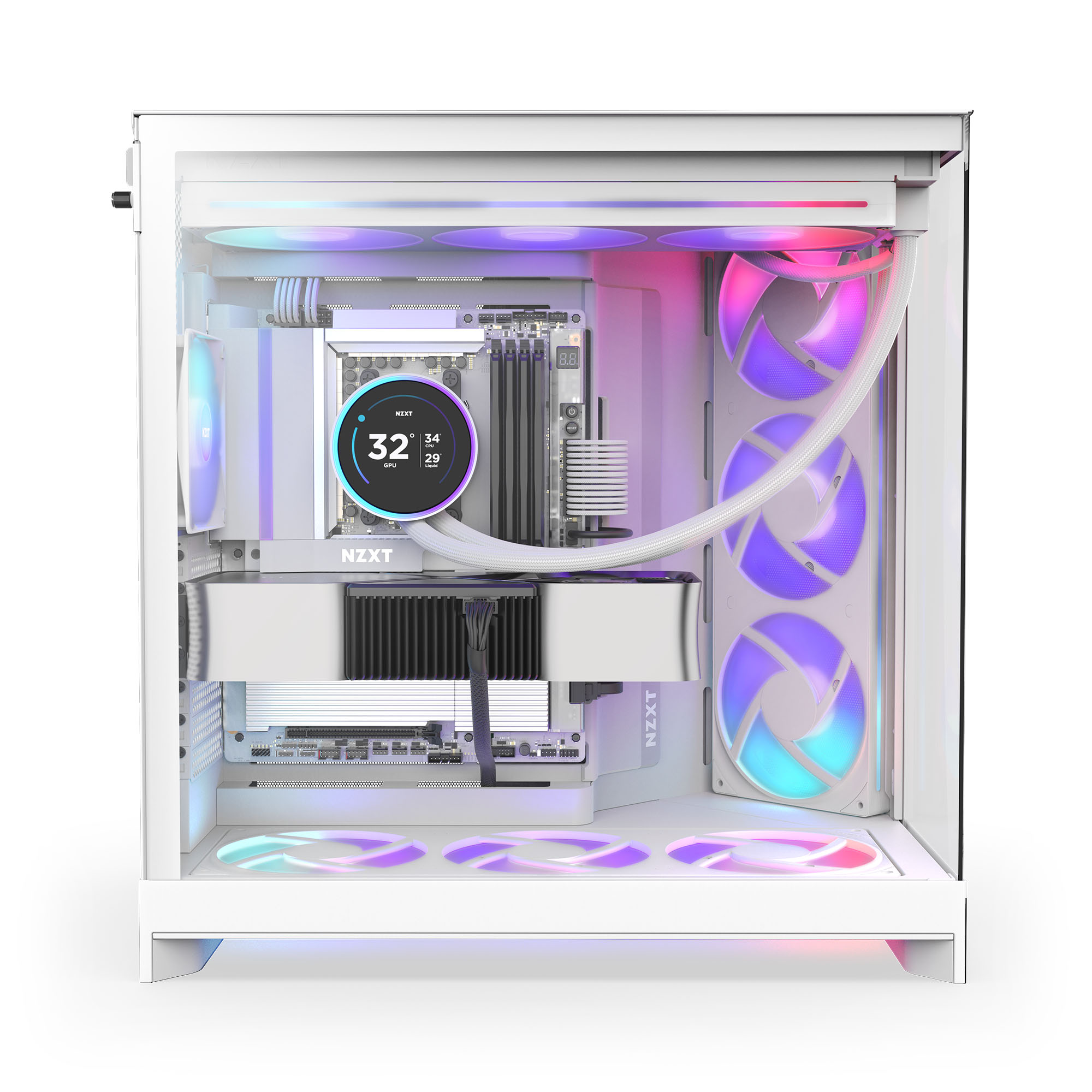 NZXT - Caixa E-ATX NZXT H9 Flow RGB Branca (2025) Vidro Temperado