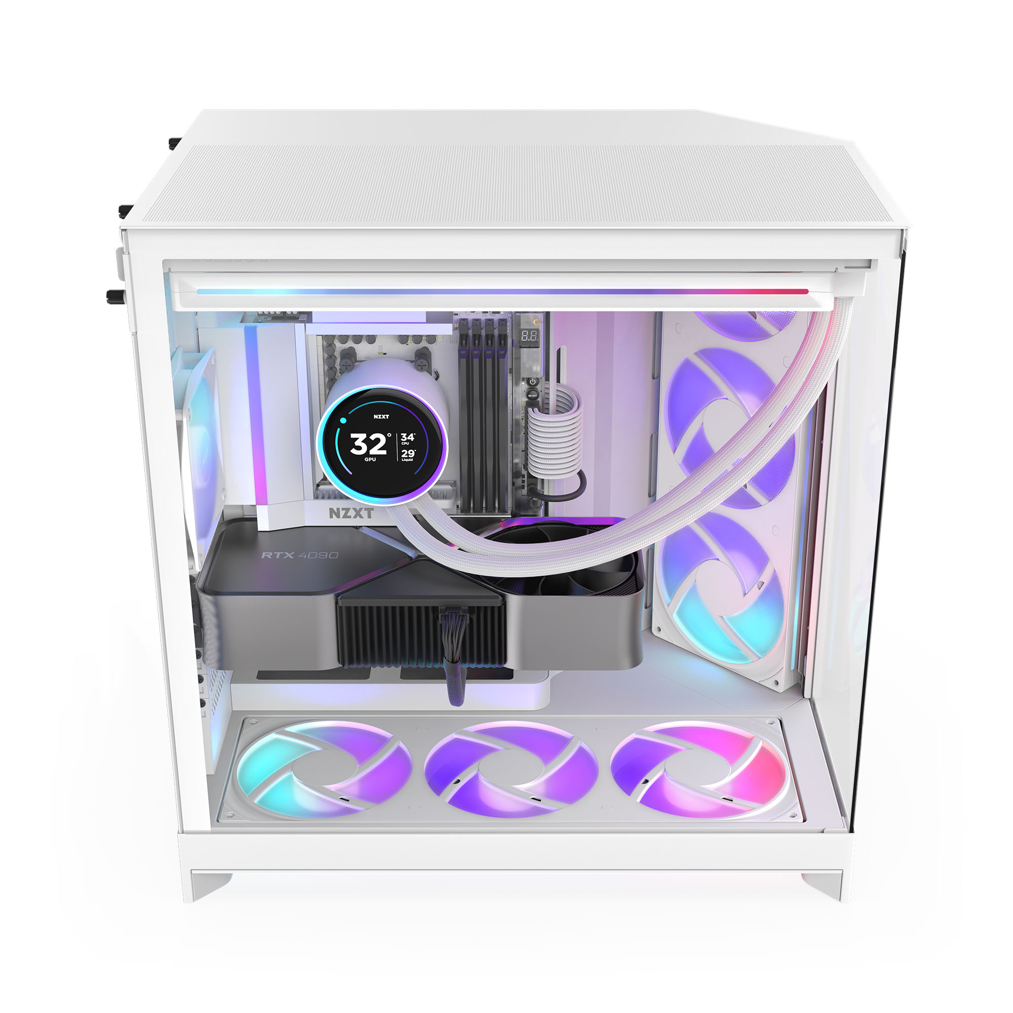 NZXT - Caixa E-ATX NZXT H9 Flow RGB Branca (2025) Vidro Temperado
