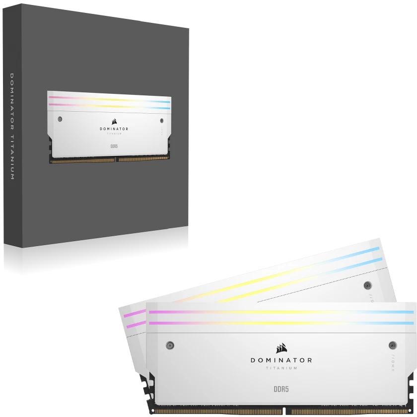 Corsair - Corsair Kit 32GB (2 x 16GB) DDR5 7200MHz Dominator Titanium RGB White CL34