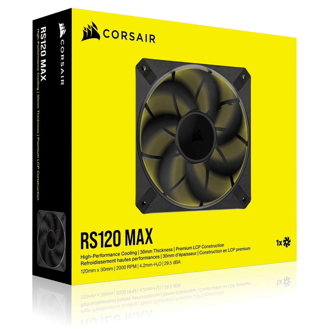 Corsair - Ventoinha Corsair RS120 MAX 2000RPM PWM Preta 120mm