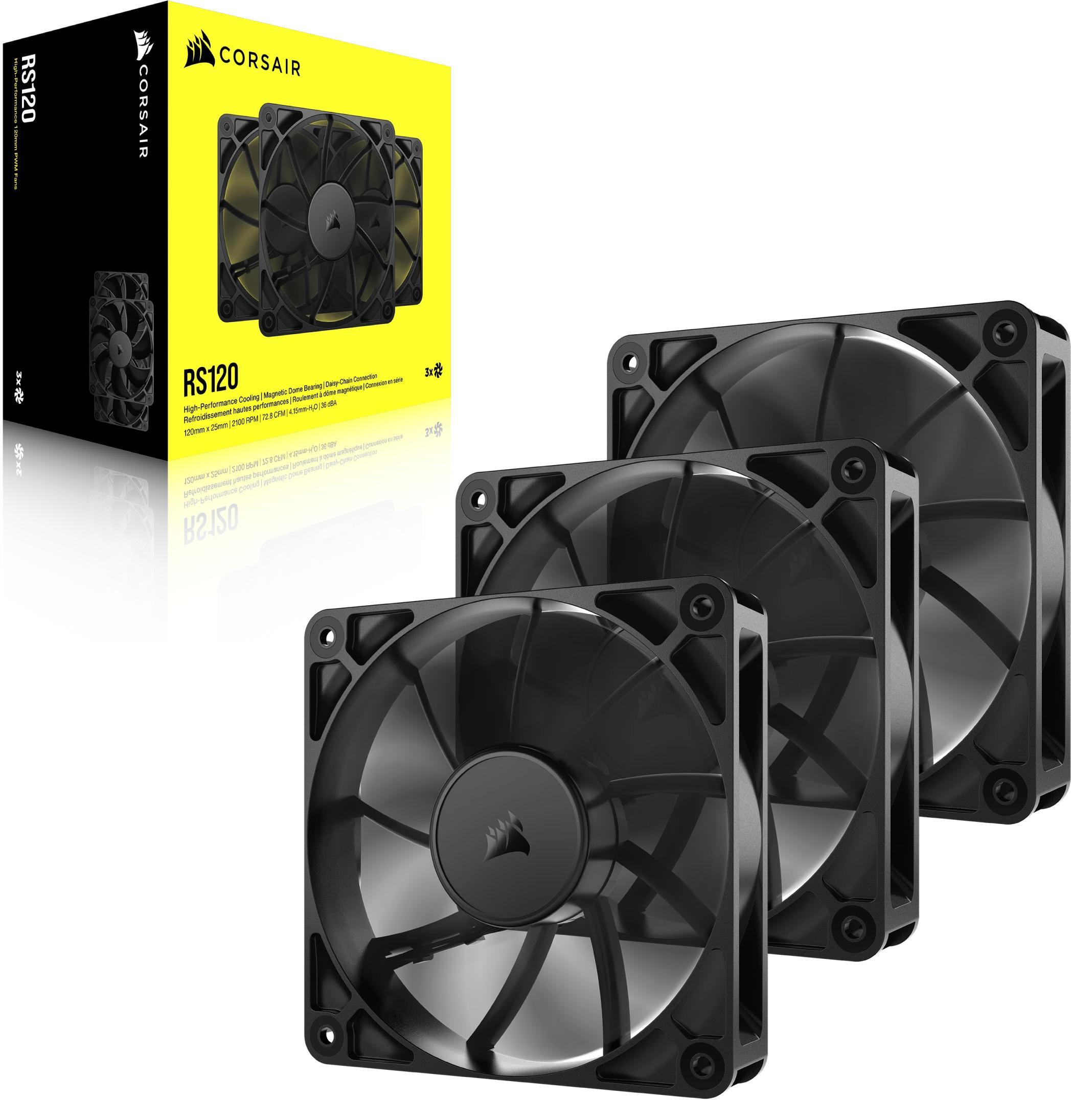 Corsair - Ventoinha Corsair RS120 PWM Preta 120mm (Pack 3)