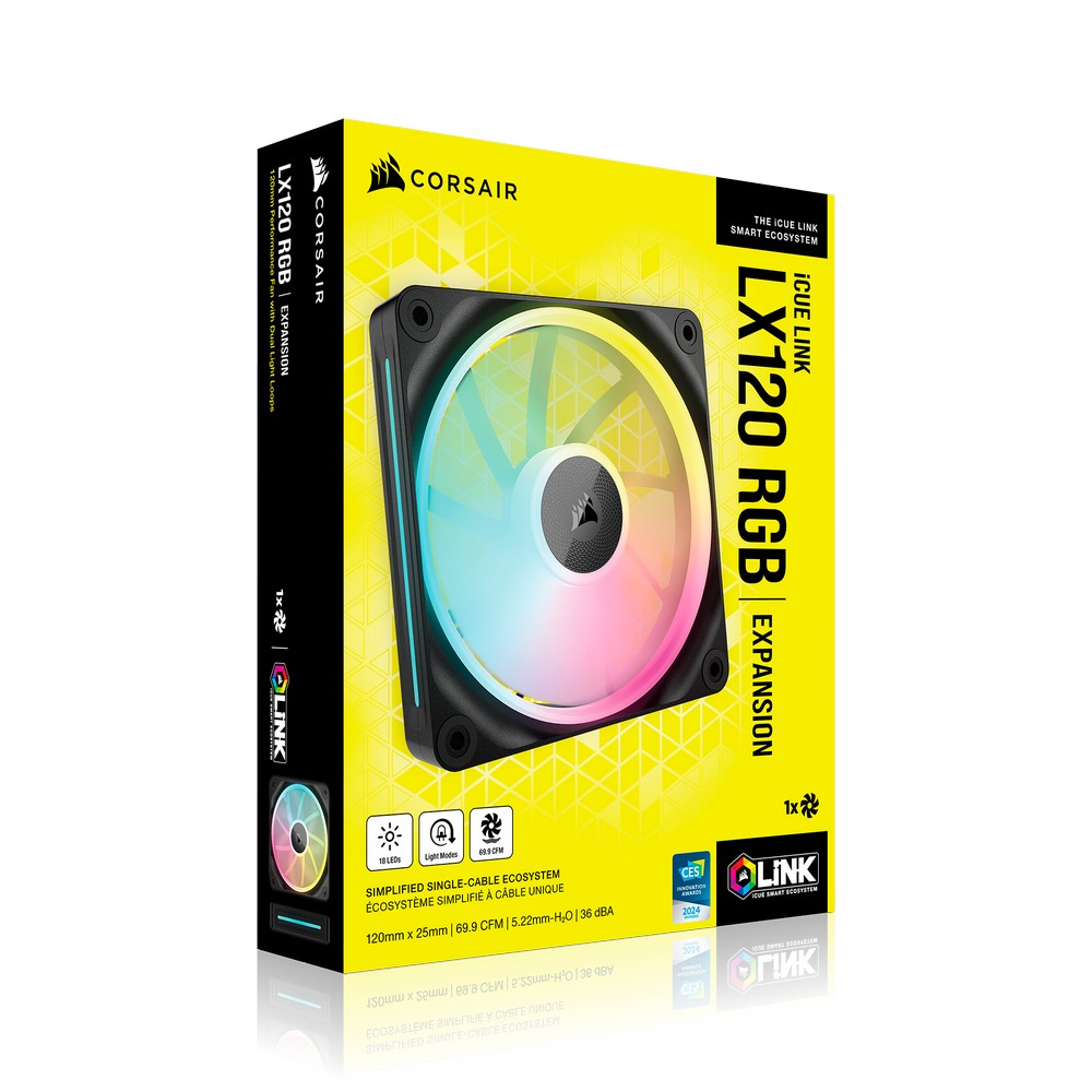 Corsair - Ventoinha Corsair iCUE Link LX120 RGB PWM Preta 120mm