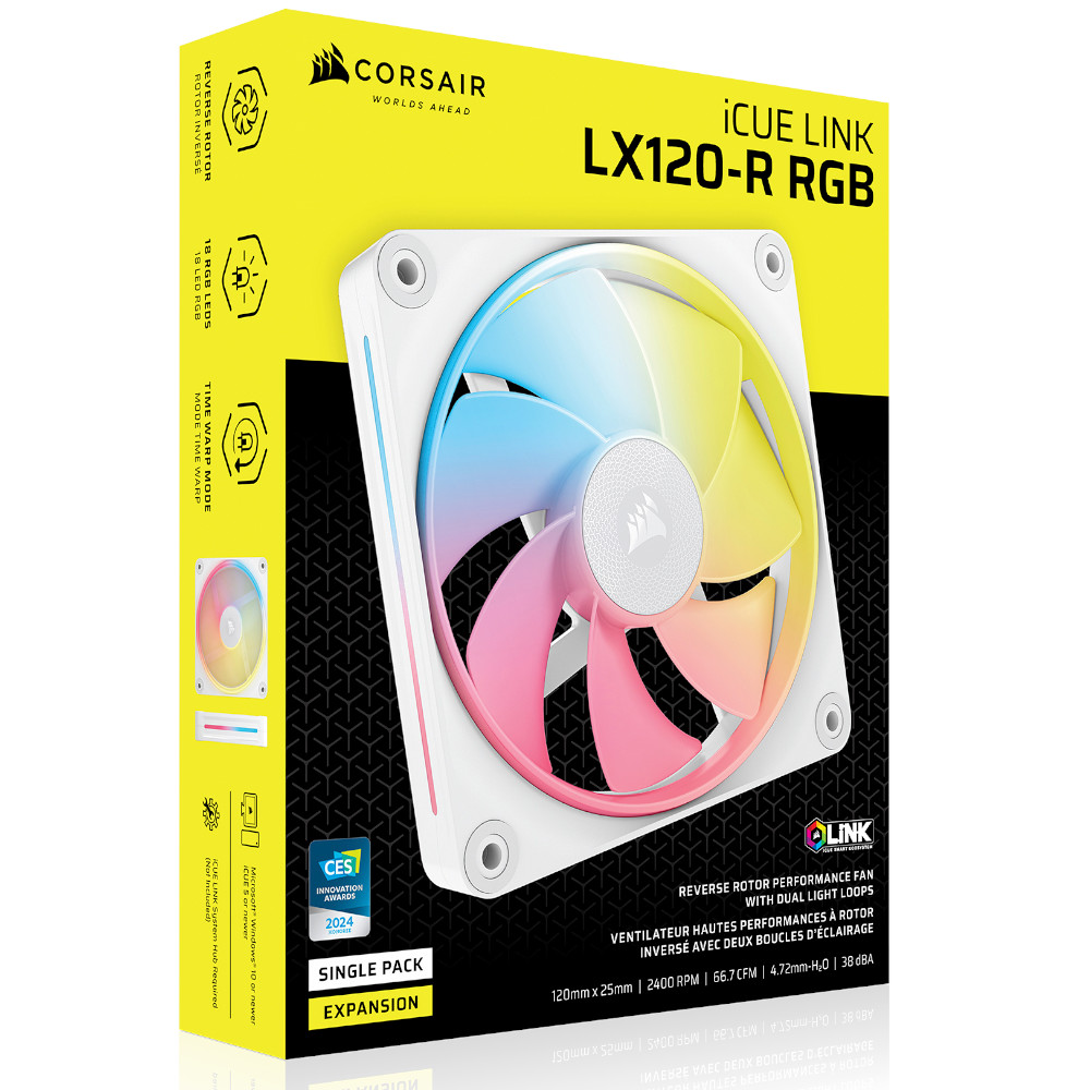 Corsair - Ventoinha Corsair iCUE Link LX120-R RGB PWM Branca 120mm