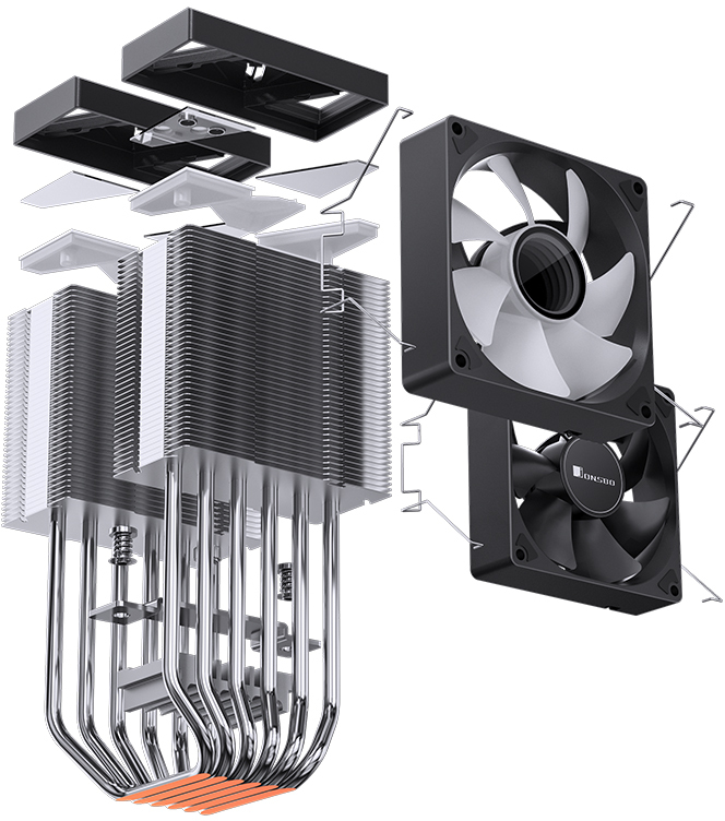 Jonsbo - Cooler CPU Jonsbo CR-1400 DV2 ARGB Preto - 92mm
