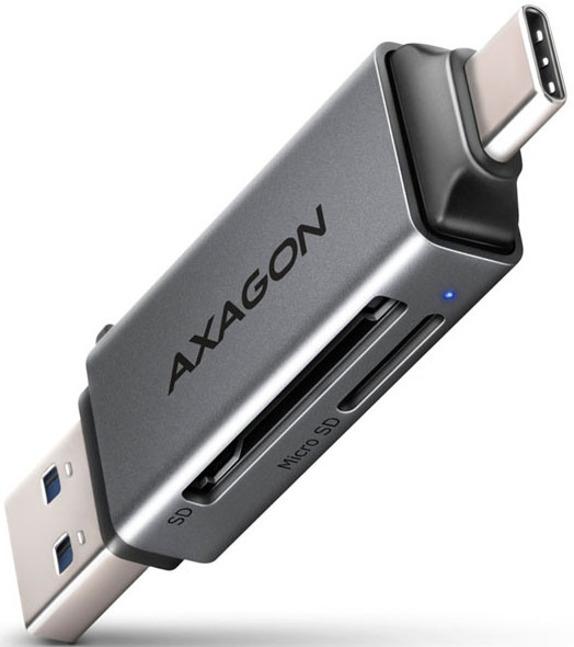 AXAGON - Leitor Cartões AXAGON CRE-DAC External USB 3.2 Gen1 Type-C+Type-A 2-slot SD/microSD