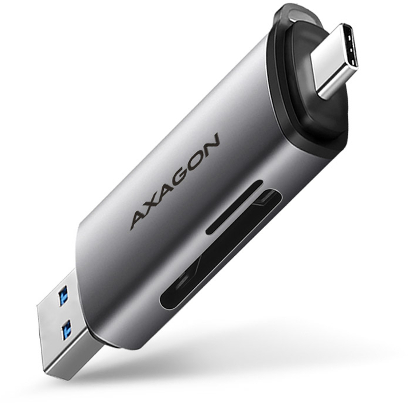 AXAGON - Leitor de cartões AXAGON CRE-SAC External USB 3.2 Gen1 Type-C+Type-A 2-slot SD/microSD