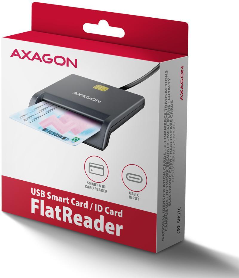 AXAGON - Leitor de cartões AXAGON CRE-SM3TC USB-C Smart card FlatReader