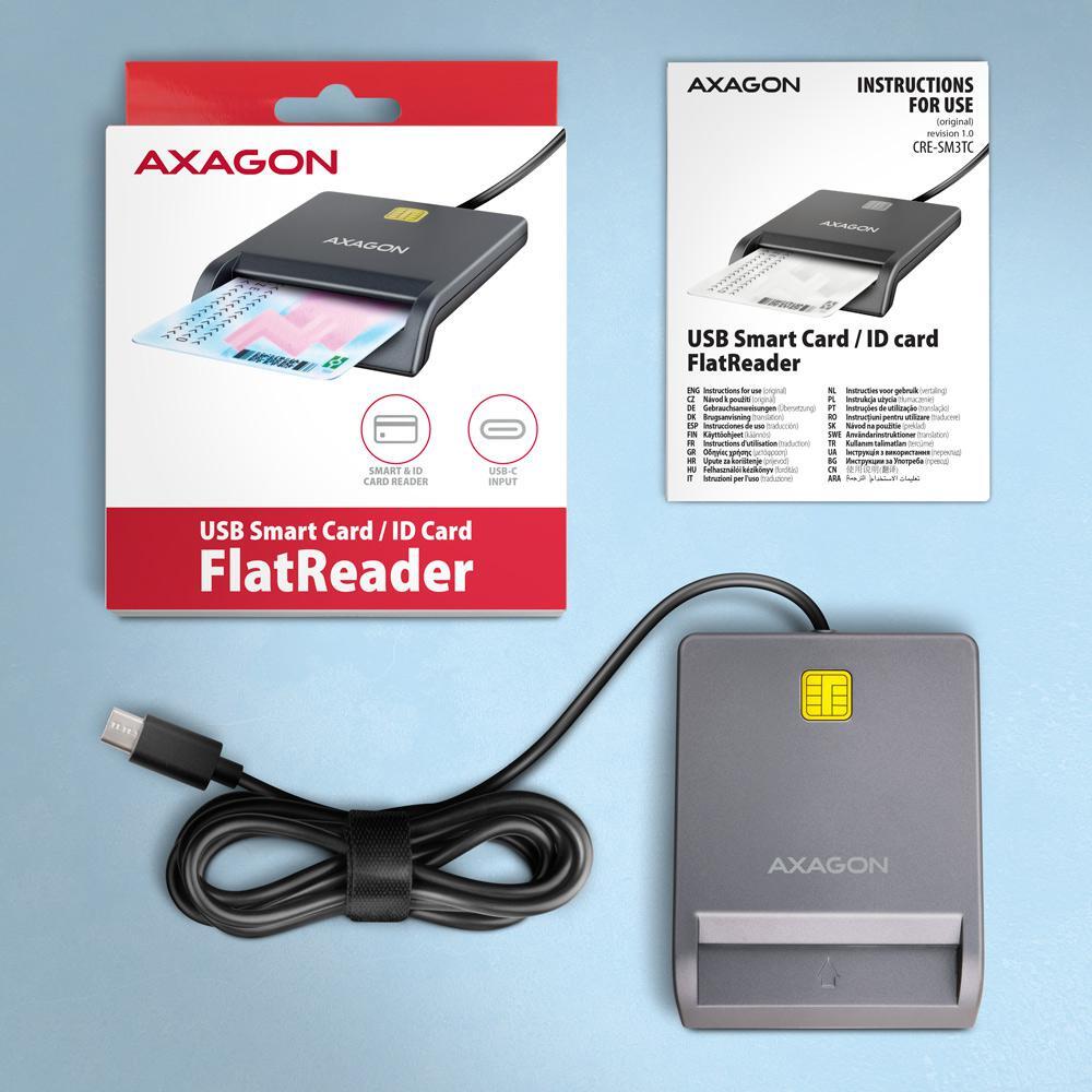 AXAGON - Leitor de cartões AXAGON CRE-SM3TC USB-C Smart card FlatReader