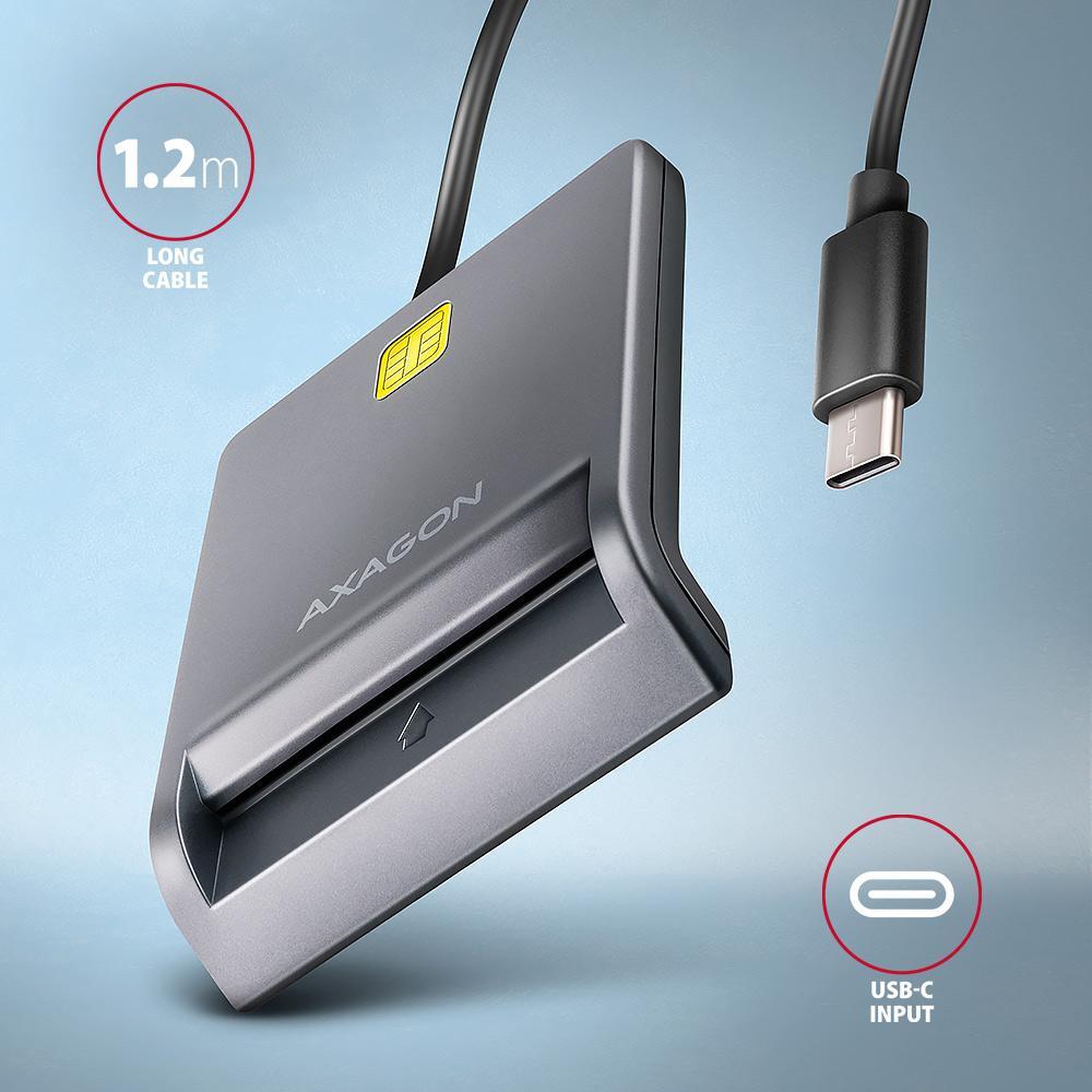 AXAGON - Leitor de cartões AXAGON CRE-SM3TC USB-C Smart card FlatReader