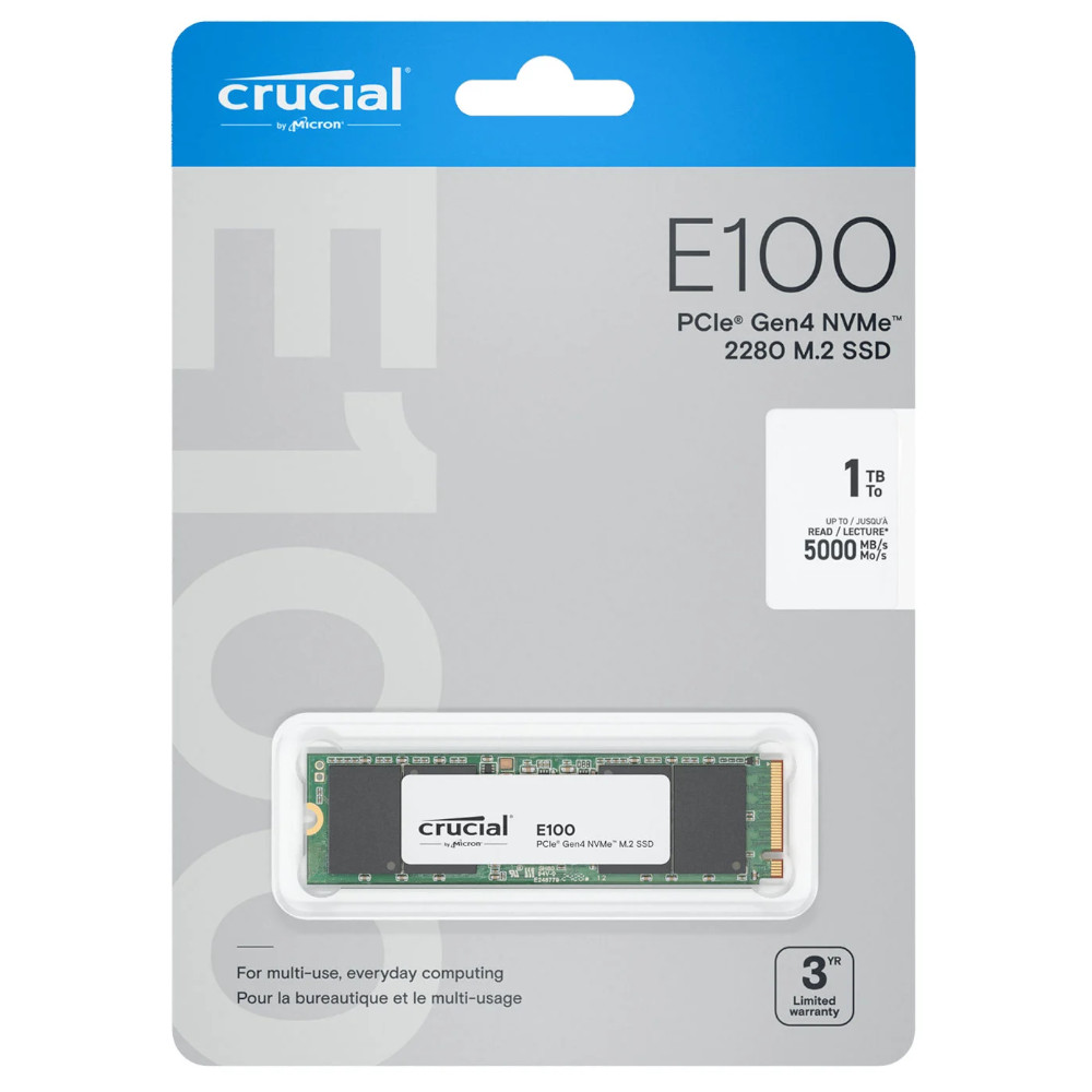 Crucial - SSD Crucial E100 1TB Gen4 M.2 NVMe 2280 (5000/4500MB/s)