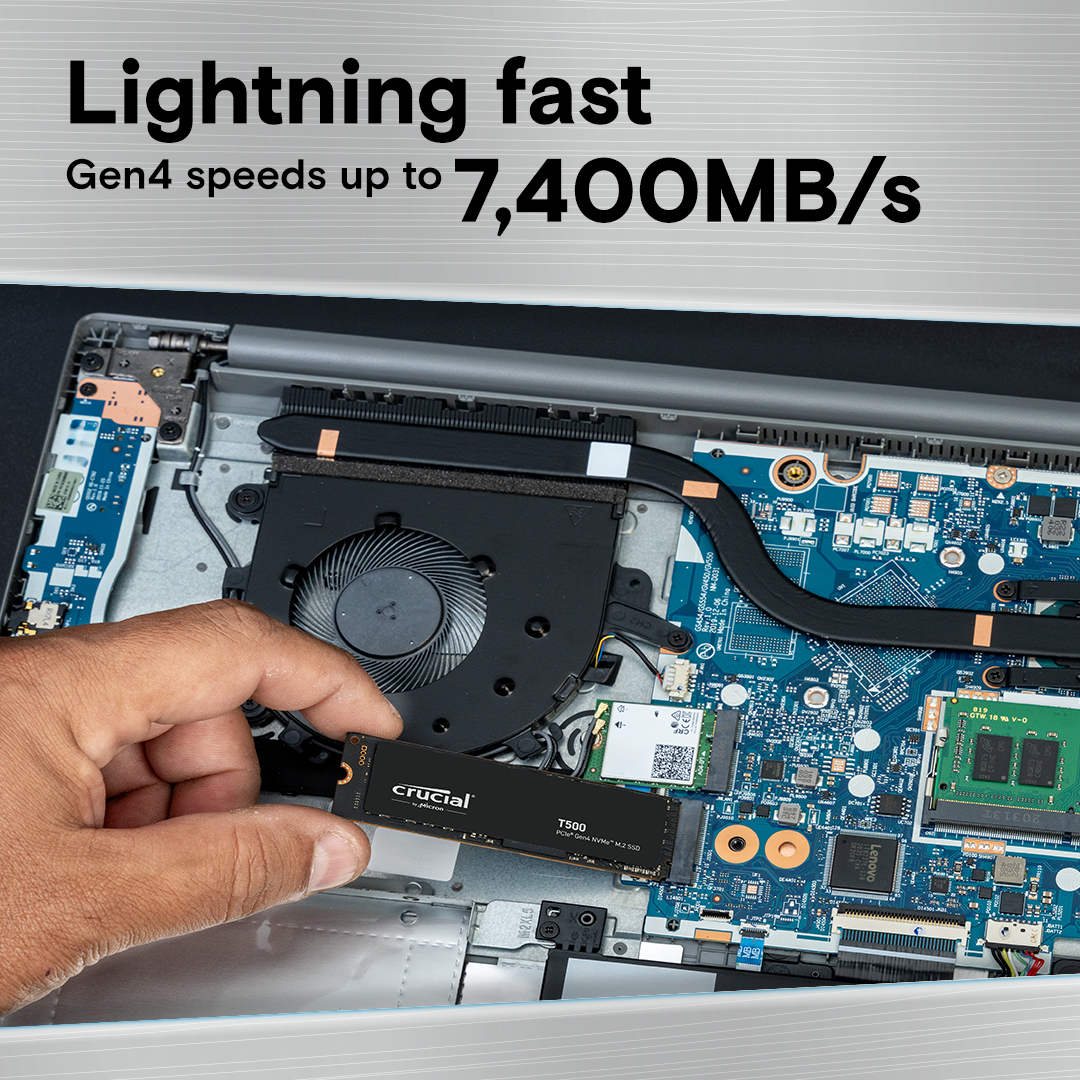 Picture of Picture of SSD Crucial T500 2TB Gen4 M.2 NVMe 2280 (7400/7000MB/s)