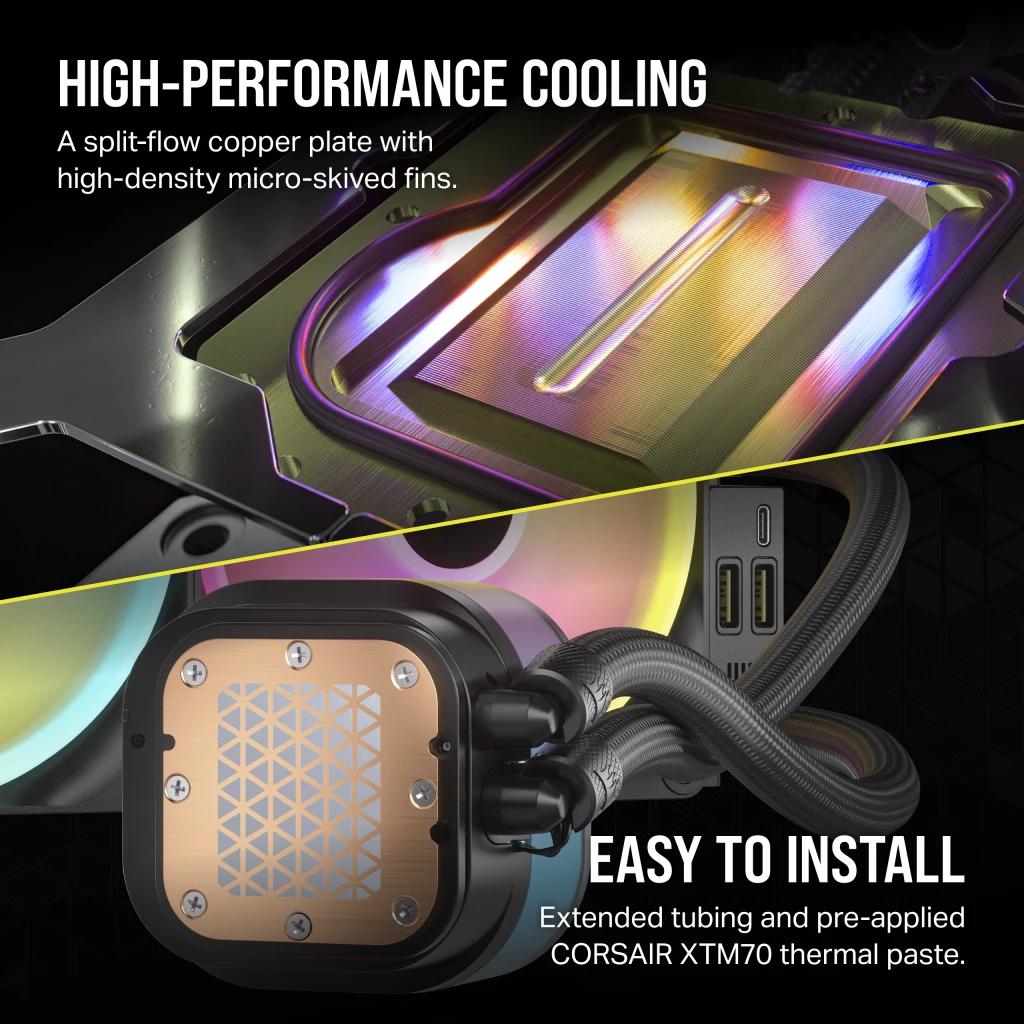 Corsair - Water Cooler CPU Corsair iCUE LINK H170i RGB 420mm Preto