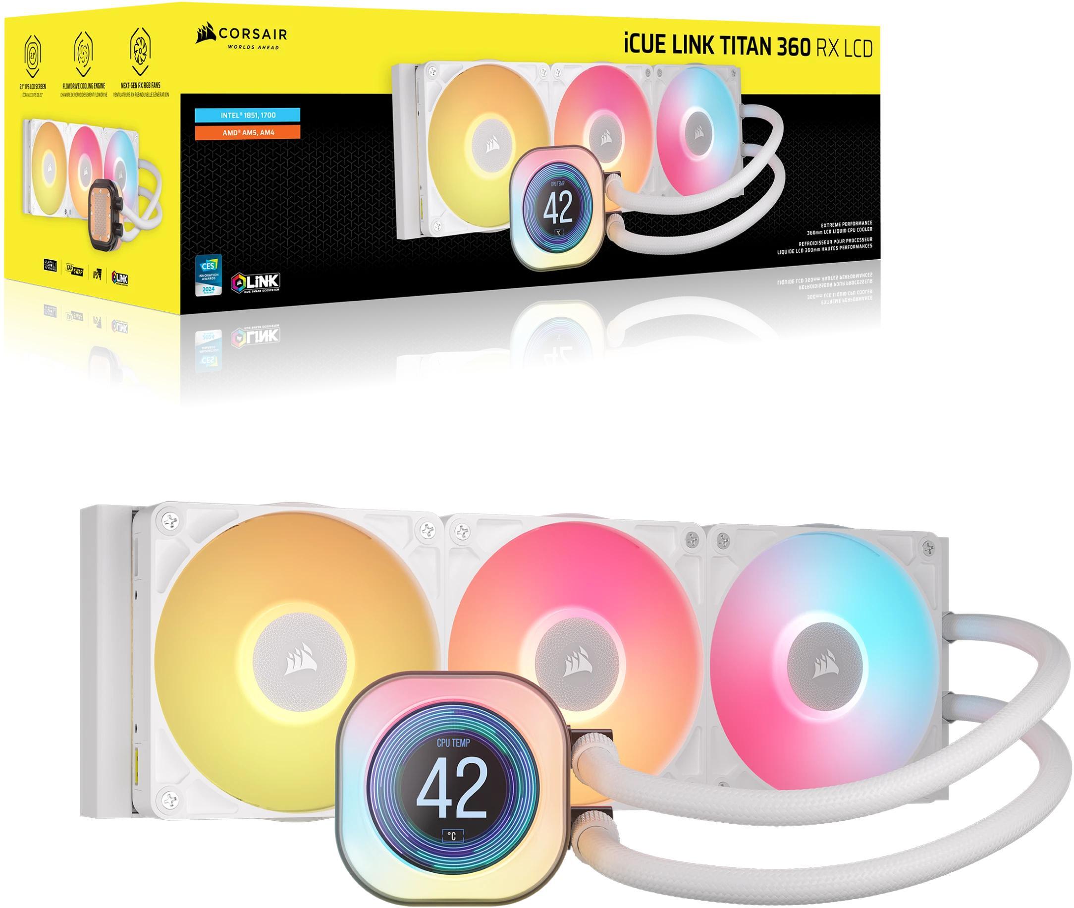 Picture of Picture of Water Cooler CPU Corsair iCUE LINK TITAN 360 RX RGB LCD 360mm Branco