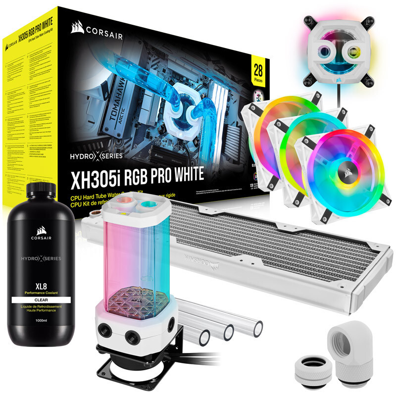 Picture of Picture of Kit de Refrigeração Líquida Personalizada Corsair Hydro X Series iCUE XH305i RGB PRO Branco