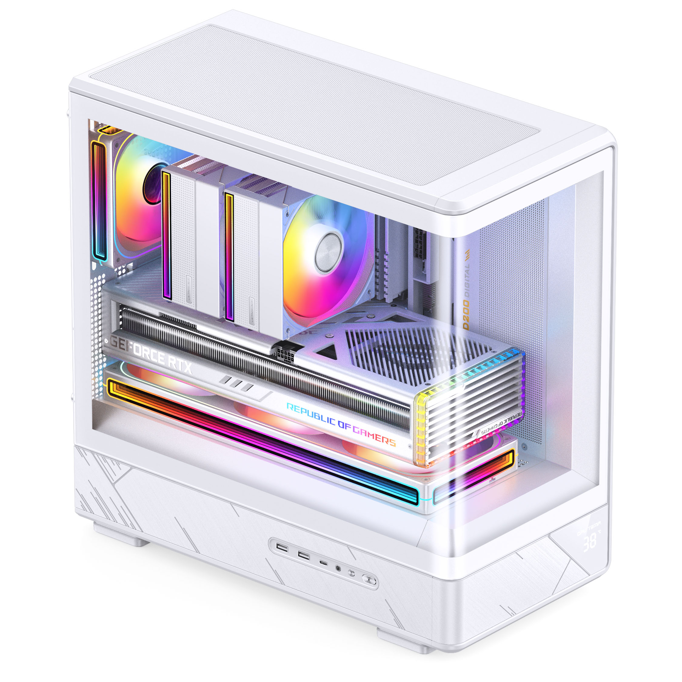 Jonsbo - Caixa Micro-ATX Jonsbo D200 Vidro Temperado Branco