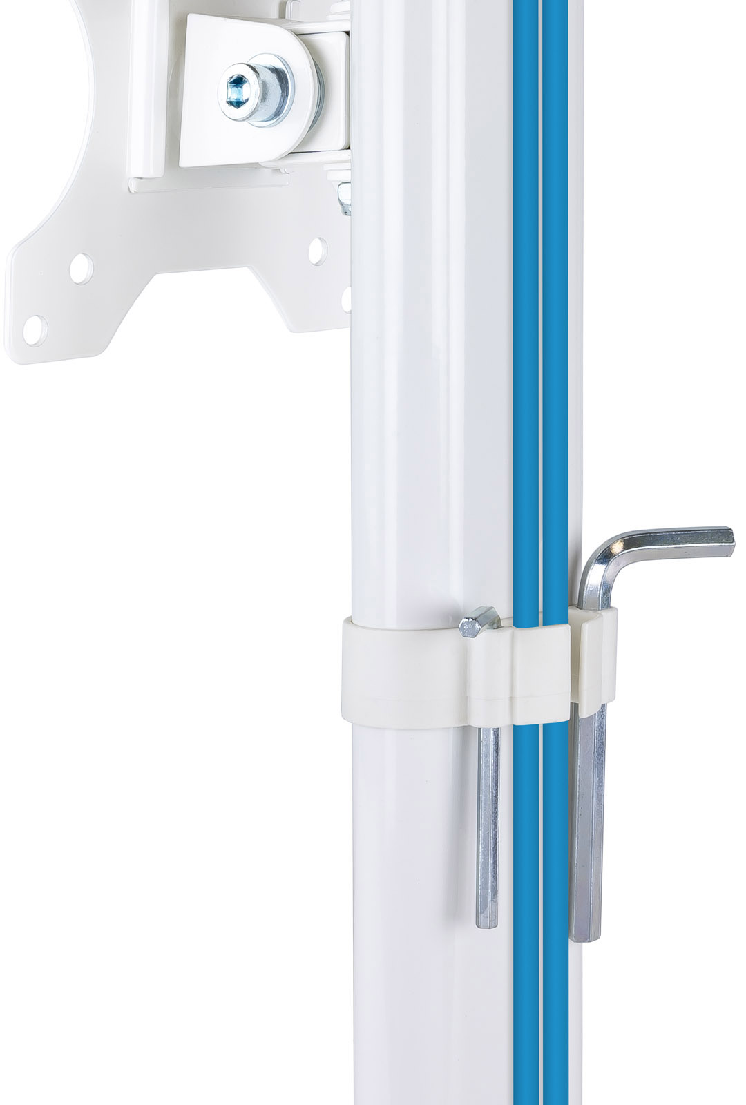 Tooq - Suporte de Mesa Tabletop Tooq Tilt e Altura Ajustável 17" a 27" Max. 6kg p/Braço Branco