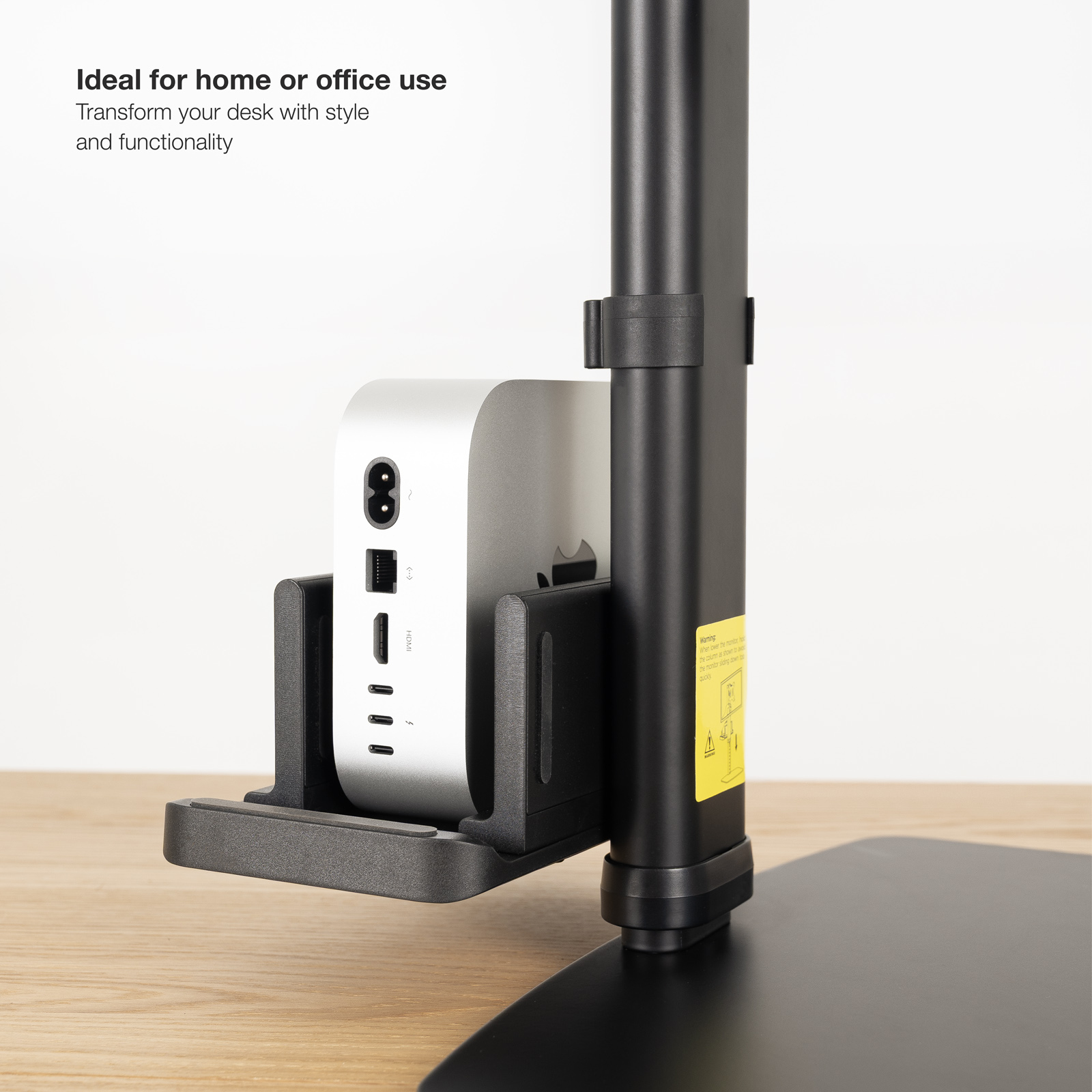 Tooq - Suporte de Mesa Tooq Tilt e Giratório 17" a 27" com Suporte para Mini PC Preto