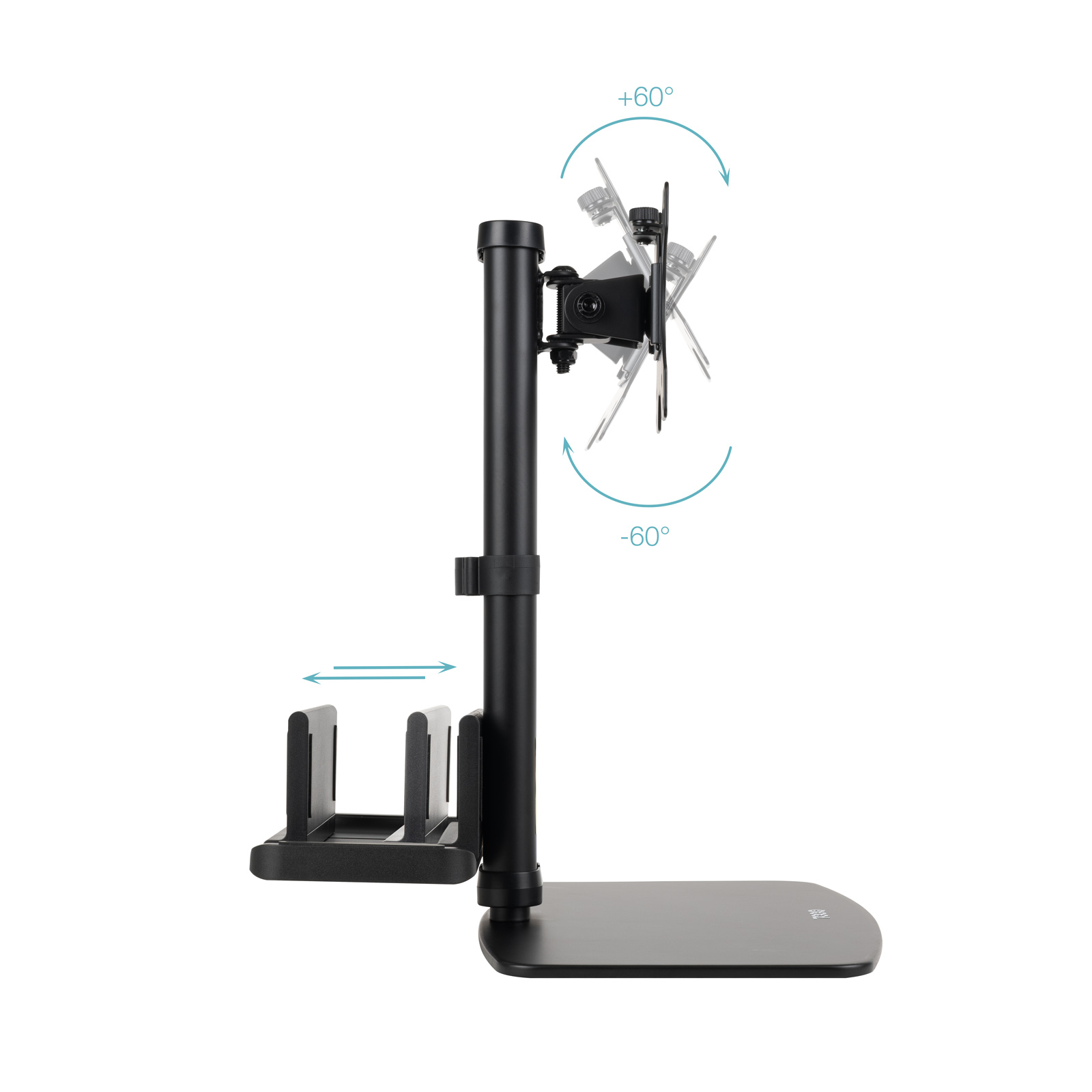 Tooq - Suporte de Mesa Tooq Tilt e Giratório 17" a 27" com Suporte para Mini PC Preto