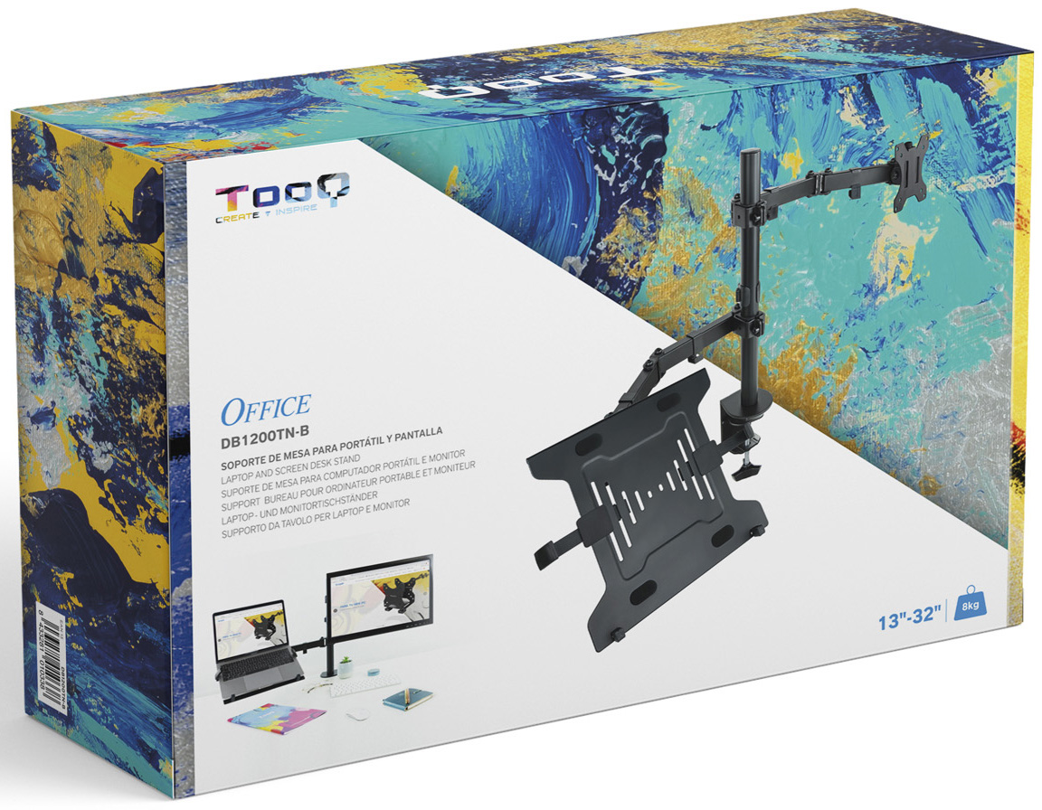 Tooq - Suporte de Mesa Tooq Duplo Tilt 13" a 32" Max. 8Kg (Monitor) / 4.5Kg (Portátil)