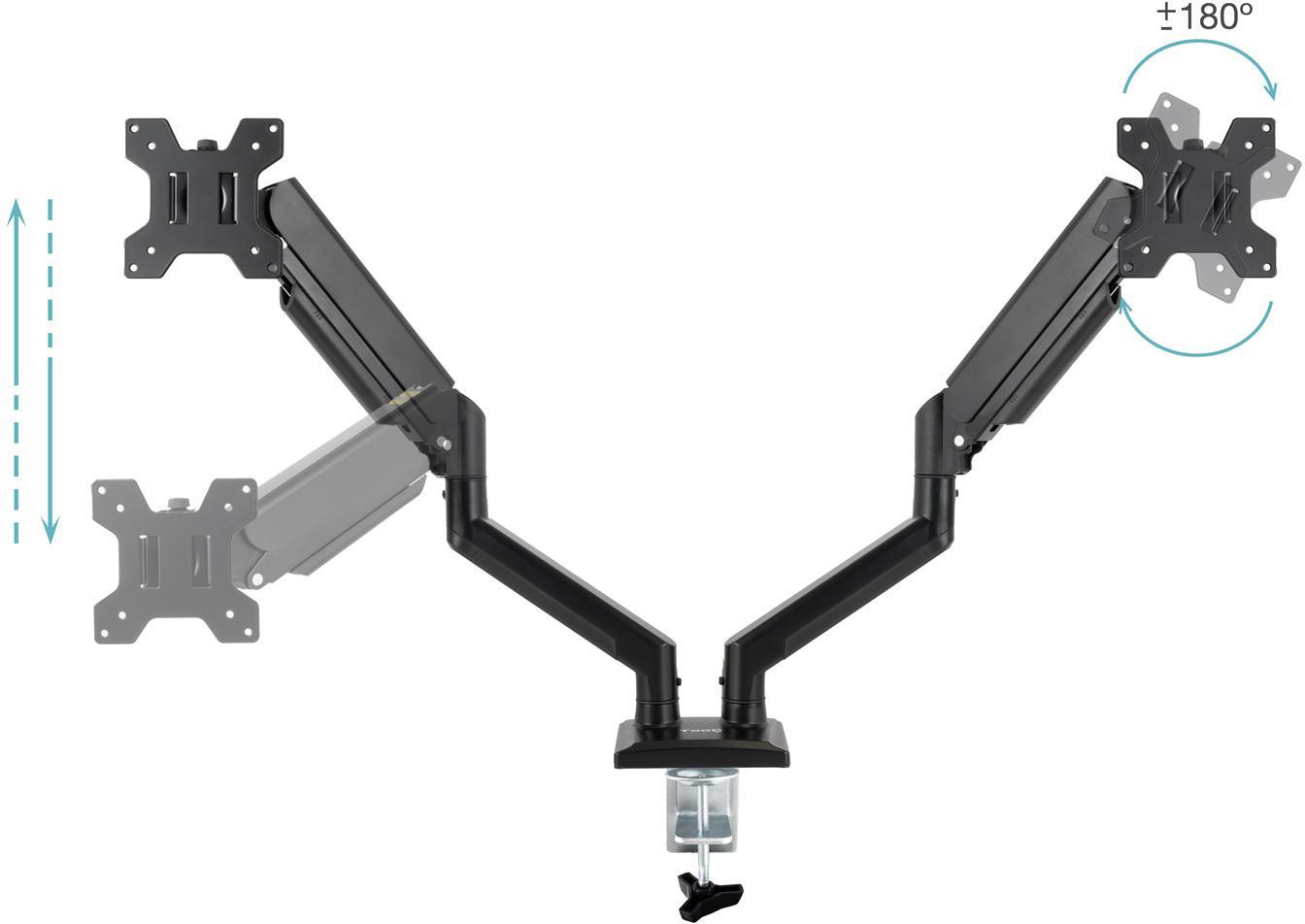 Tooq - Suporte de Mesa Tooq Duplo Tilt e Giratório 13" a 34" Max. 10kg/Monitor Preto