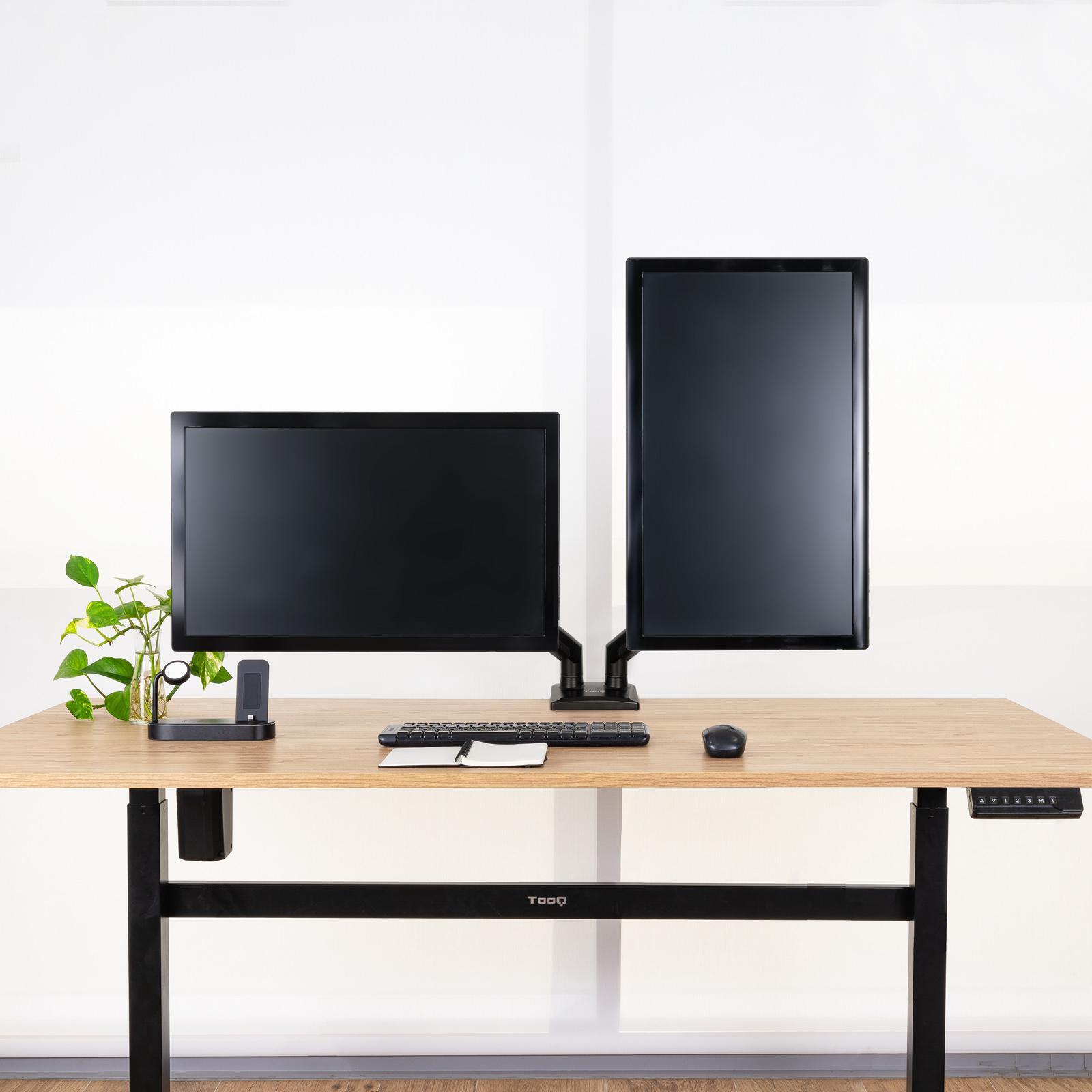 Tooq - Suporte de Mesa Tooq Duplo Tilt e Giratório 13" a 34" Max. 10kg/Monitor Preto