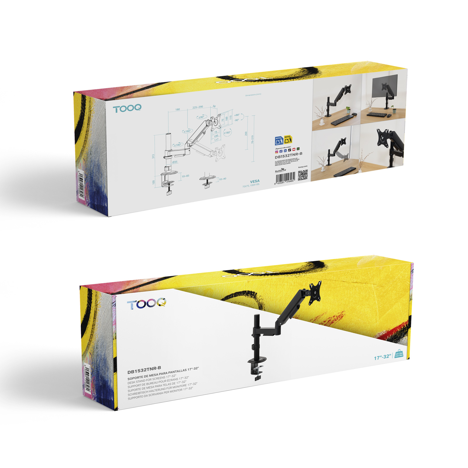 Tooq - Suporte de Mesa Tooq DB1532TNR-B Tilt e Giratório 17" a 32" Preto