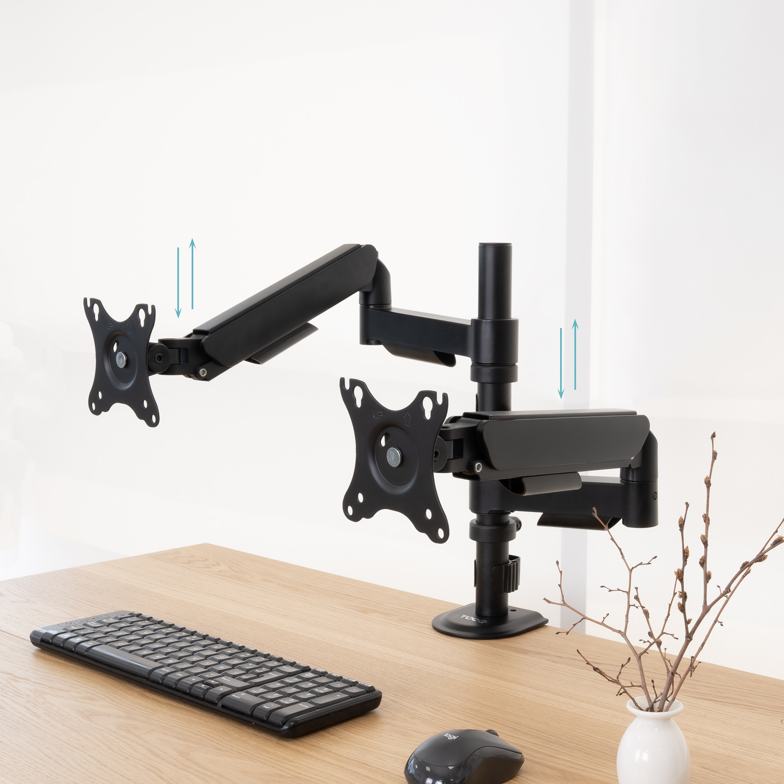 Tooq - Suporte de Mesa Tooq Duplo Tilt e Giratório 17" a 32" Preto