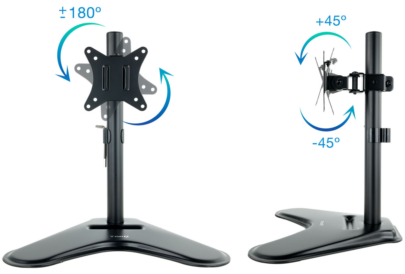 Tooq - Suporte de Mesa Tabletop Tooq Tilt e Altura Ajustável 17" a 32" Max. 9kg Preto