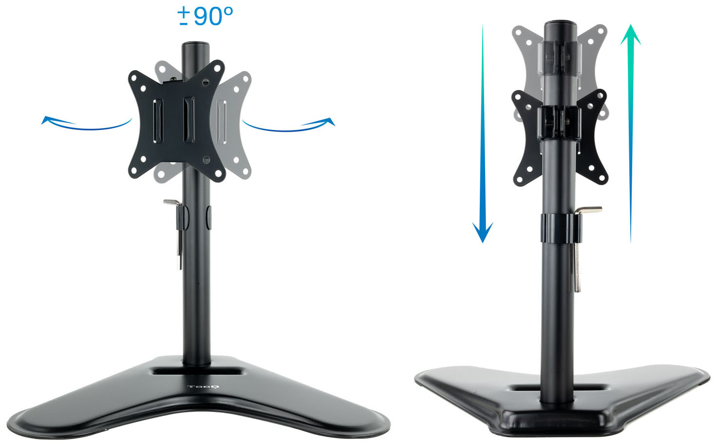 Tooq - Suporte de Mesa Tabletop Tooq Tilt e Altura Ajustável 17" a 32" Max. 9kg Preto