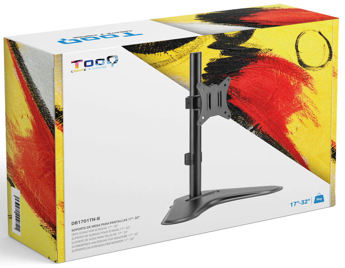 Tooq - Suporte de Mesa Tabletop Tooq Tilt e Altura Ajustável 17" a 32" Max. 9kg Preto