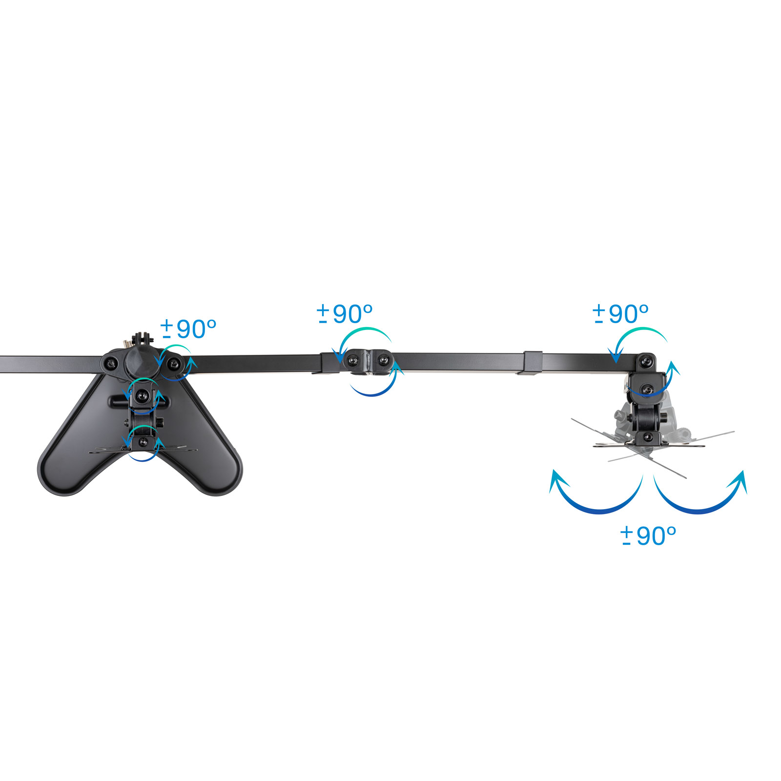 Tooq - Suporte de Mesa Tabletop Tooq Triplo Tilt e Rotação 17" a 27" Max. 7kg p/Braço