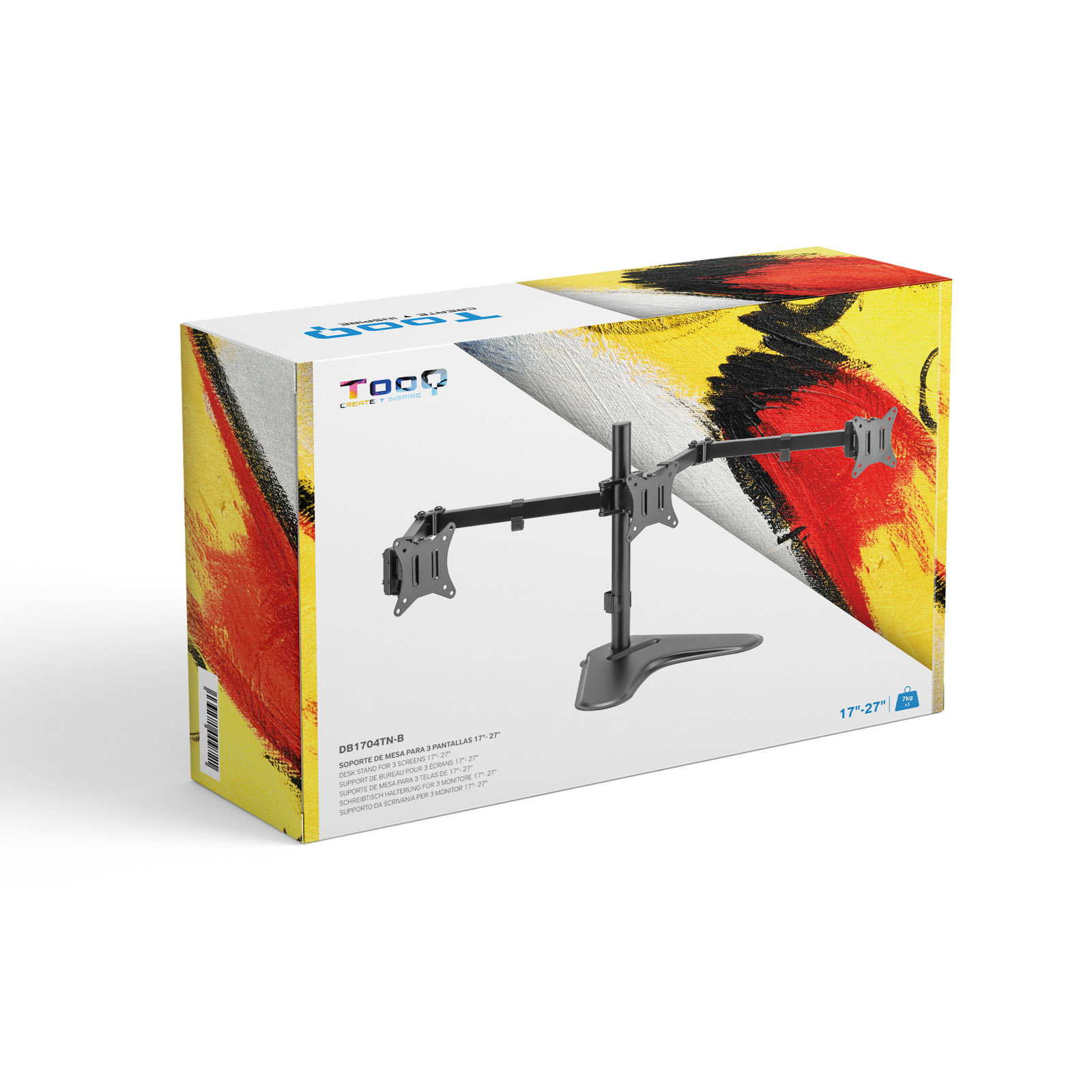 Tooq - Suporte de Mesa Tabletop Tooq Triplo Tilt e Rotação 17" a 27" Max. 7kg p/Braço