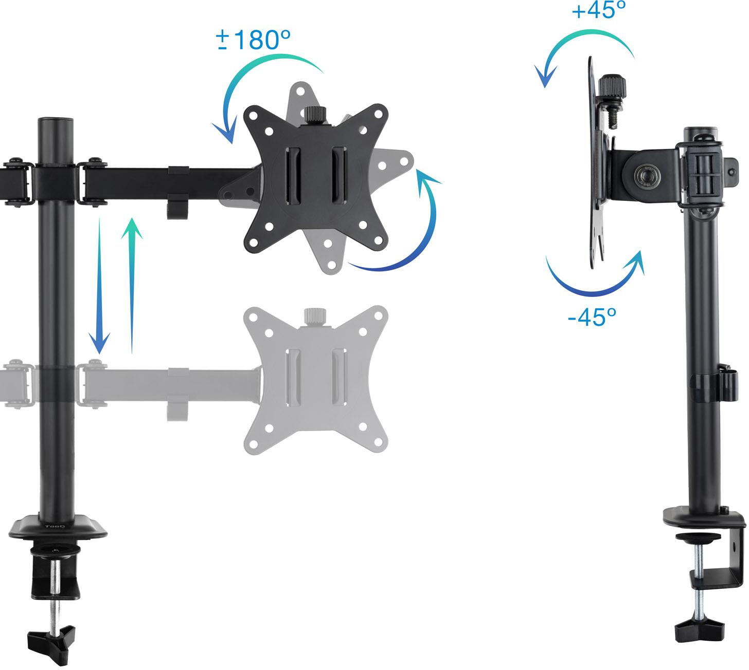 Tooq - Suporte de Mesa Tooq Duplo 17" a 27" Max. 8kg/Monitor Preto