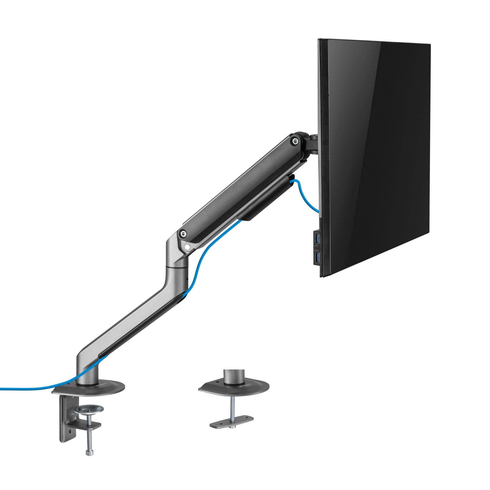 Tooq - Suporte de Mesa Tooq Tilt e Giratório c/mola 17" a 32" Max. 9Kg Cinzento/Preto