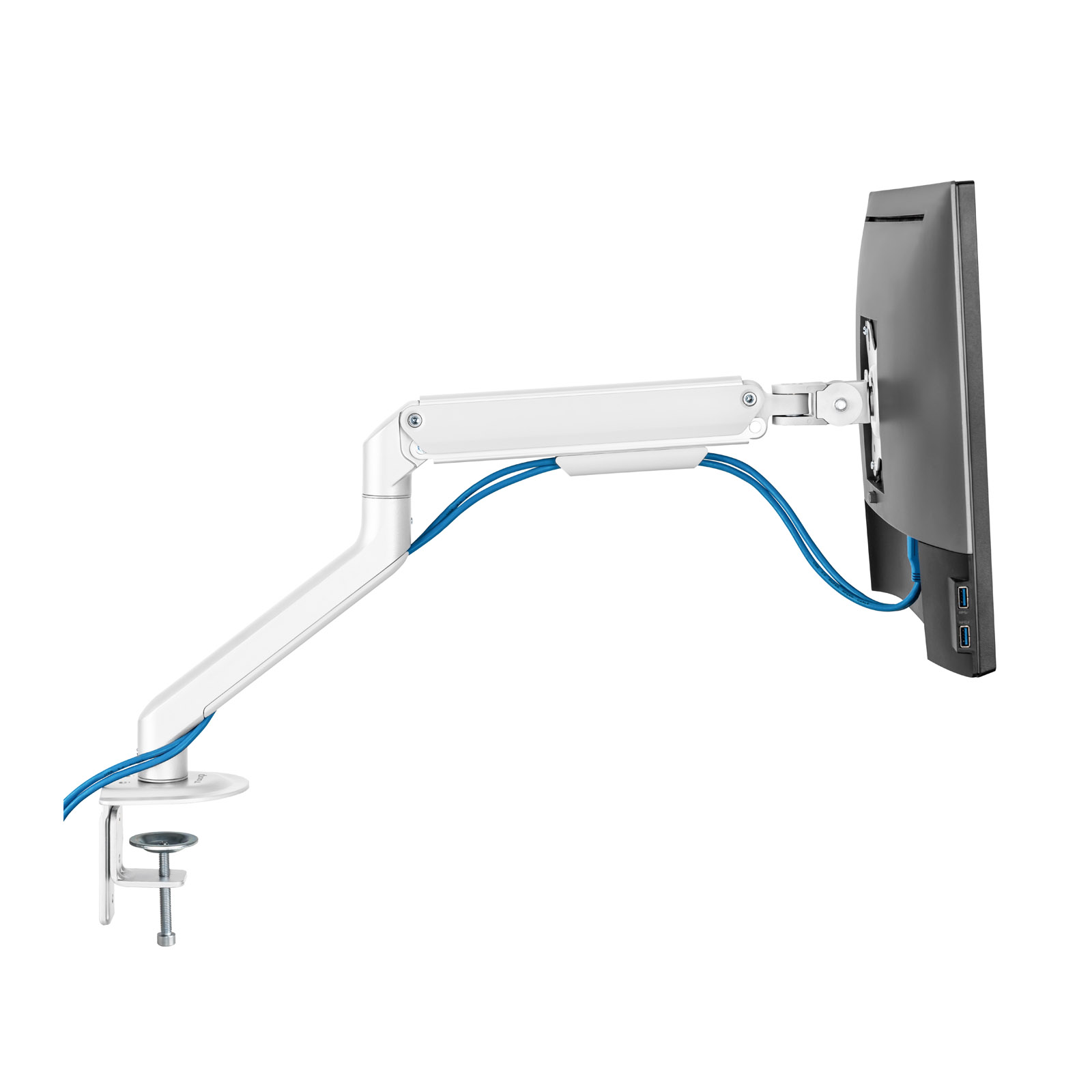 Tooq - Suporte de Mesa Tooq Tilt e Giratório c/mola 17" a 32" Max. 9Kg Branco