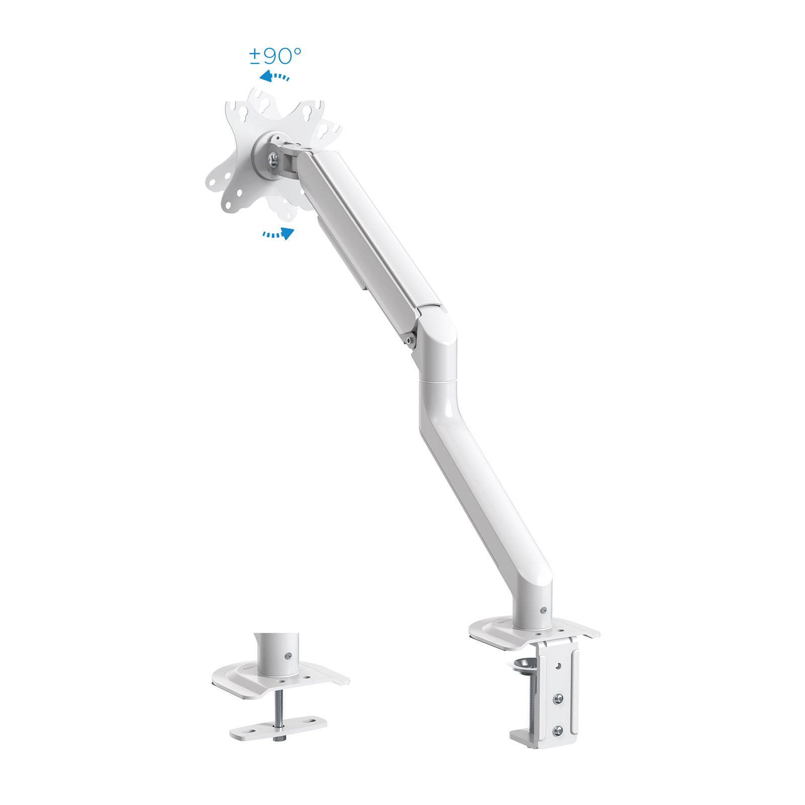 Tooq - Suporte de Mesa Tooq Tilt e Giratório c/mola 17" a 32" Max. 9Kg Branco