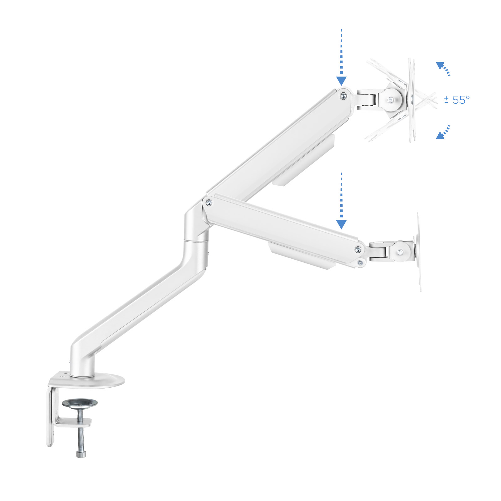Tooq - Suporte de Mesa Tooq Tilt e Giratório c/mola 17" a 32" Max. 9Kg Branco