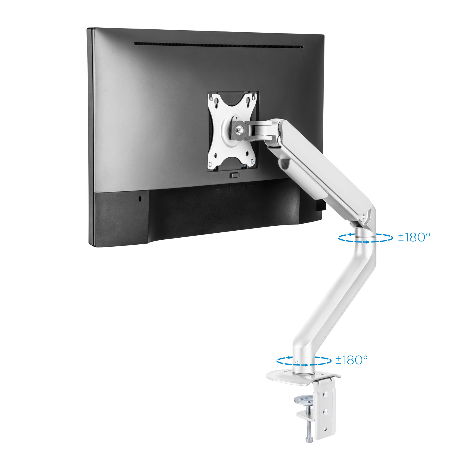 Tooq - Suporte de Mesa Tooq Tilt e Giratório c/mola 17" a 32" Max. 9Kg Branco
