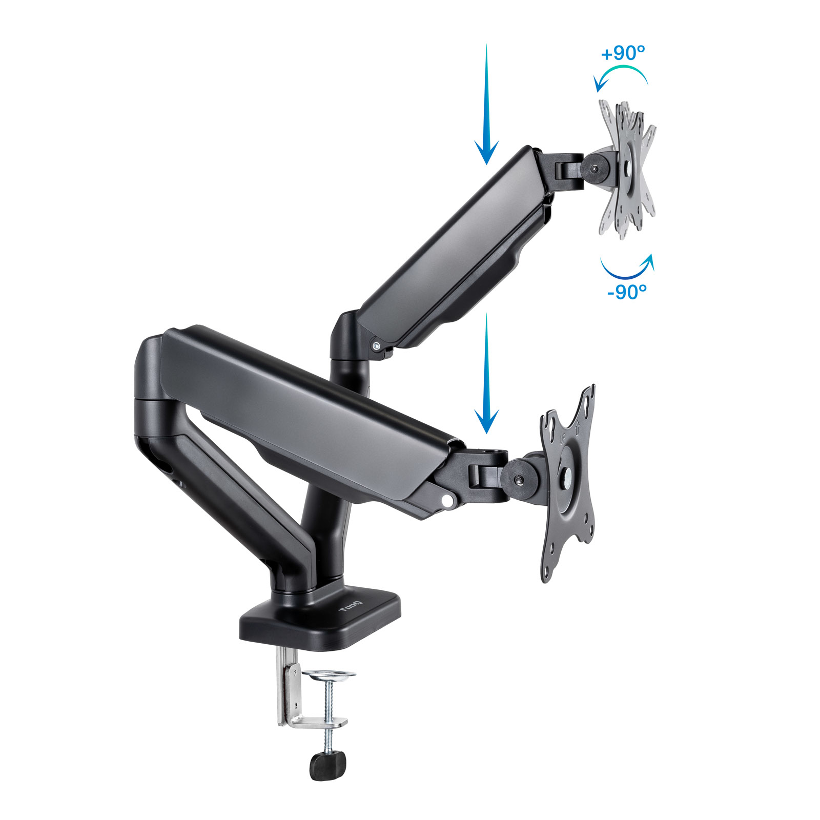 Tooq - Suporte de Mesa c/mola Tooq Duplo 17" a 32" Preto Máx. 9Kg p/Braço