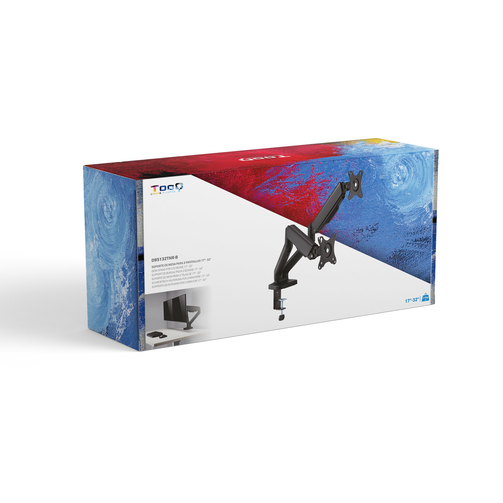 Tooq - Suporte de Mesa c/mola Tooq Duplo 17" a 32" Preto Máx. 9Kg p/Braço