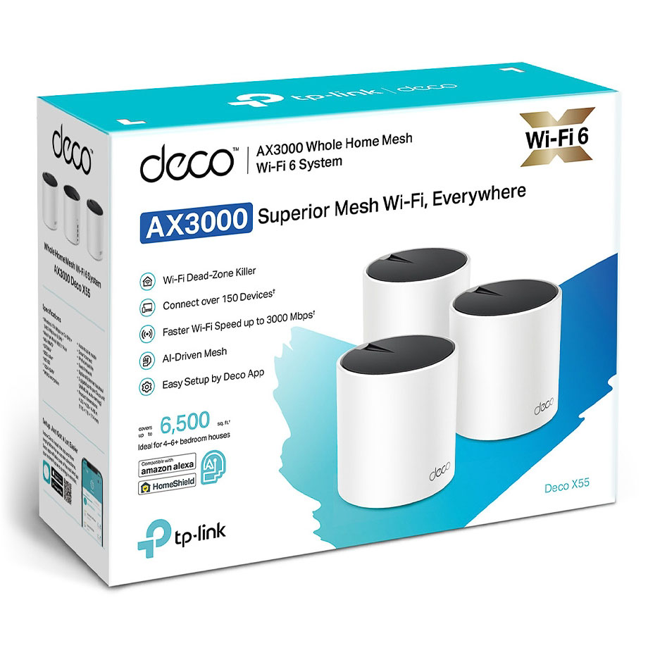 TP-Link - Sistema Mesh TP-Link Deco X55 AX3000 Whole-Home Mesh Wi-Fi 6 System (Pack 3)