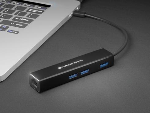 conceptronic - HUB USB Conceptronic 4-in-1  3x USB-A 3.0 C/ Adaptador Gigabit