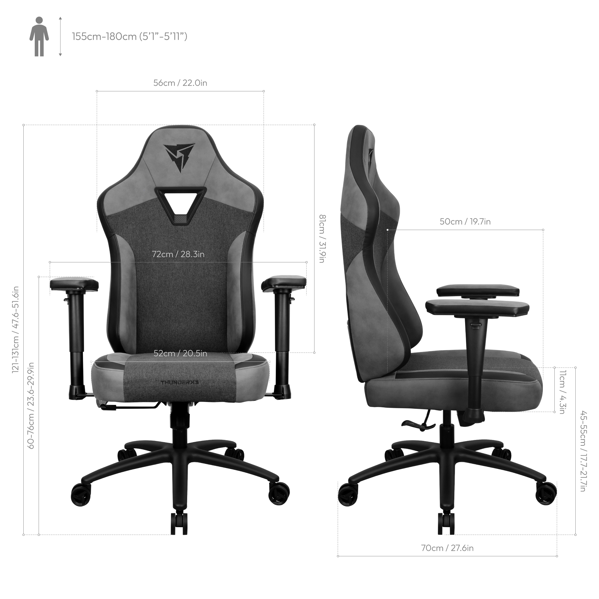 ThunderX3 - Cadeira Gaming ThunderX3 EAZE - Loft Black