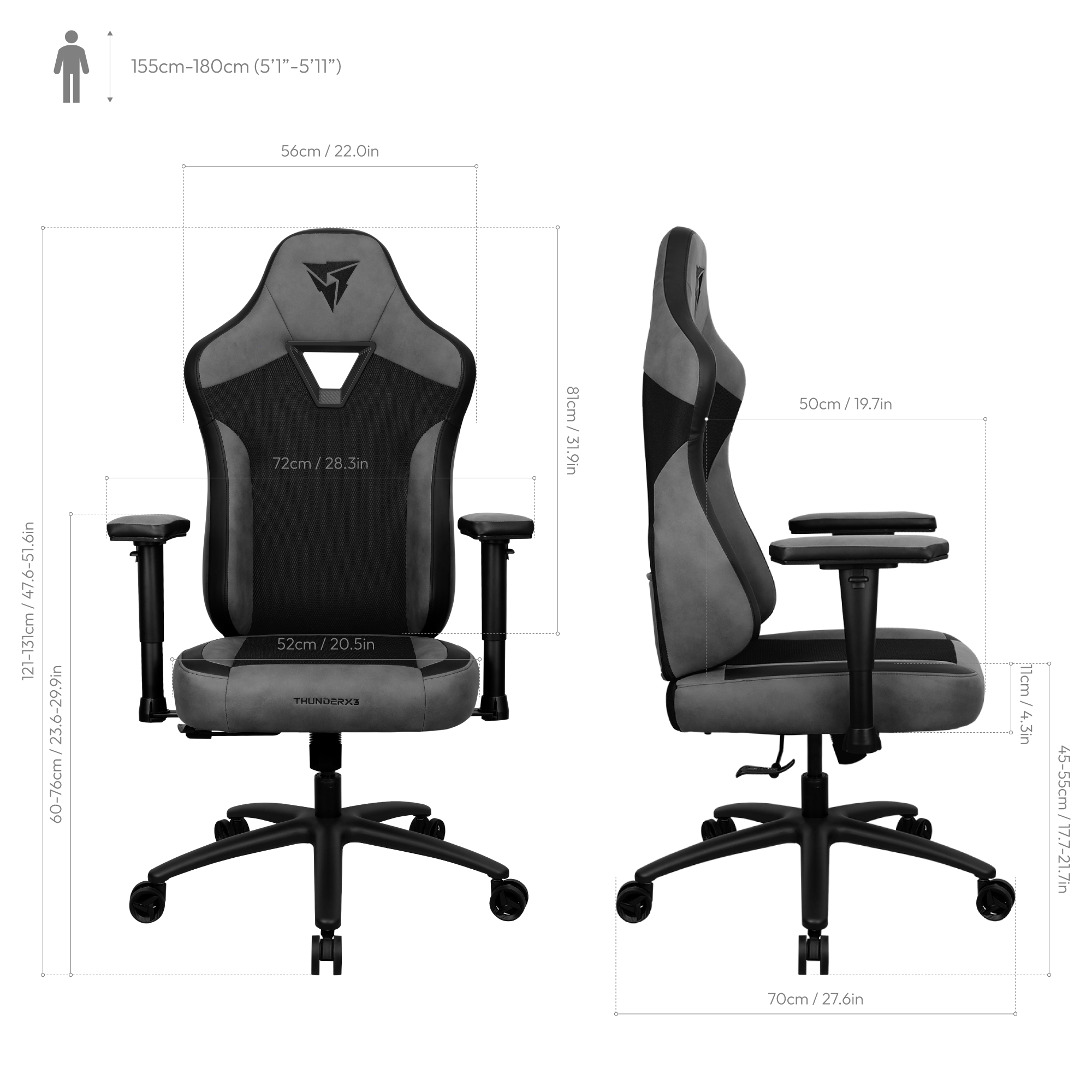 ThunderX3 - Cadeira Gaming ThunderX3 EAZE - Mesh Black