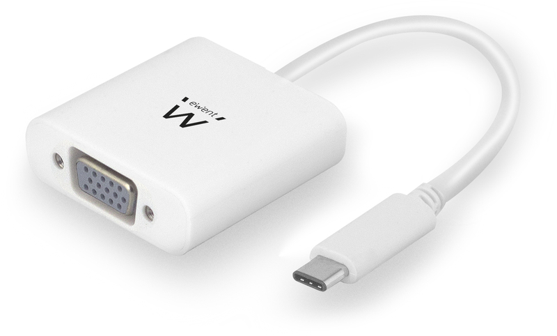 Ewent - Adaptador Gigabit Ewent USB-C Macho > VGA 1080p Branco
