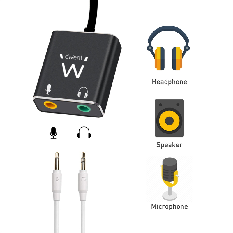 Ewent - Adaptador Gigabit de Áudio Ewent USB-C > 2x Jack 3.5 mm