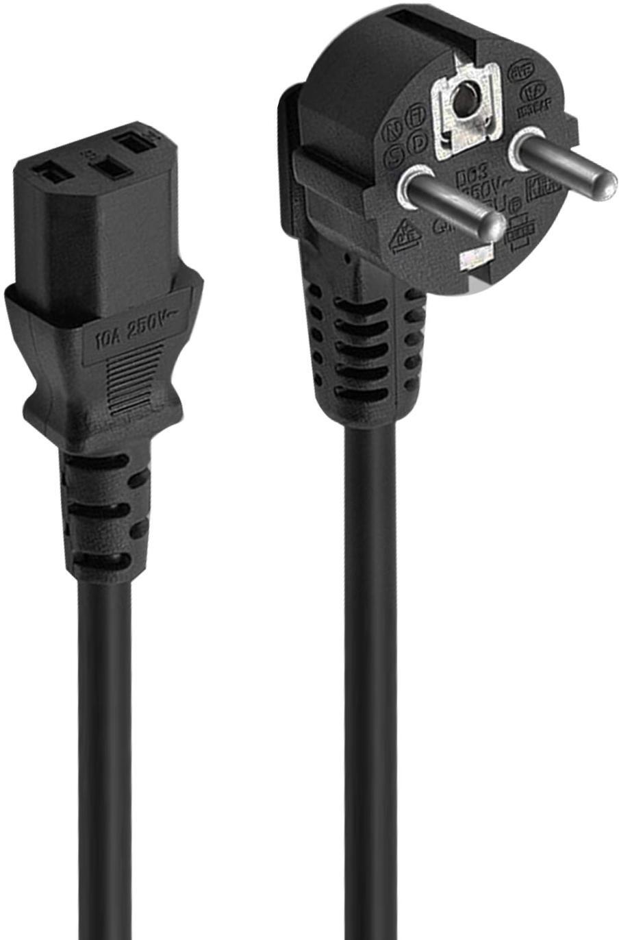 Picture of Picture of Cabo de Alimentação Ewent EC1901 Shuko Plug > IEC, Angled 90°, 3m Preto