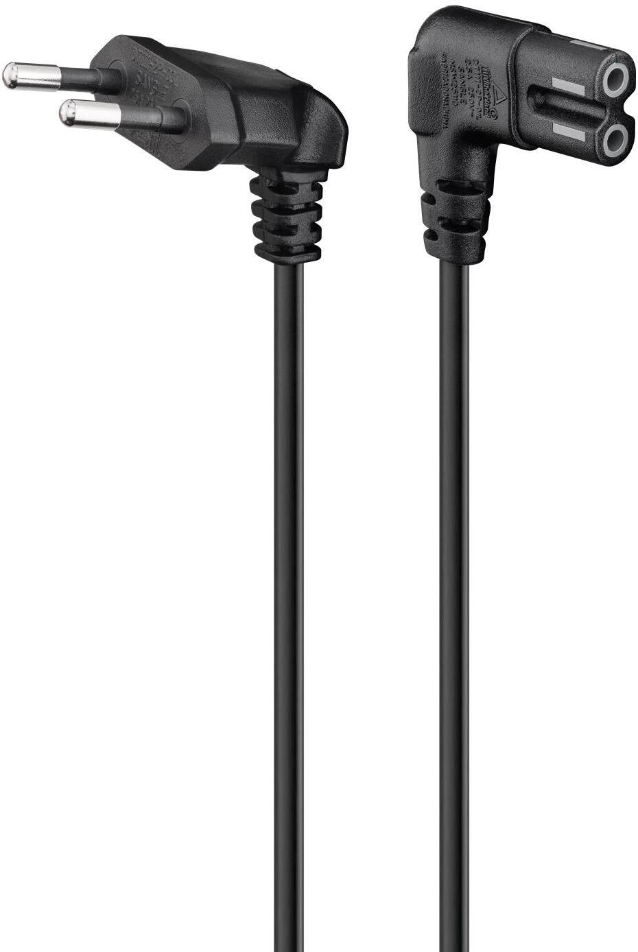 Picture of Picture of Cabo de Alimentação Ewent EC1917 2 Pinos Schuko para IEC C7 90° 1.8m Preto